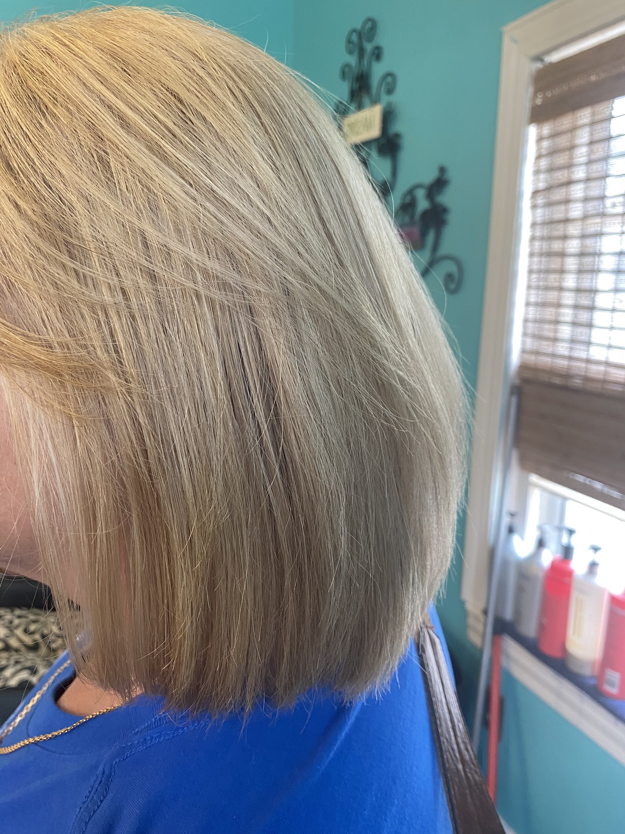 Smooth blonde bob with soft highlights